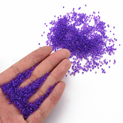 ガラスシリンダービーズ  シードビーズ  色の内側  丸い穴  青紫色  1.5~2x1~2mm  穴：0.8mm  約8000個/袋  約1ポンド/バッグ&nbsp;SEED-S047-D-004