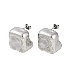 女性用304ステンレススチールスクエアスタッドピアス  ステンレス鋼色  19.5x17.5mm&nbsp;EJEW-K281-25P