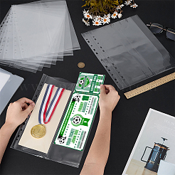 プラスチック製フォトカードスリーブバインダーポケット10個  長方形  透明  310x230x0.3mm  穴：6.5mmと10.5x6.5mm  内径：107x310mm&nbsp;DIY-WH0709-071A