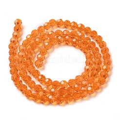透明ガラスビーズ  ファセット（32ファセット）  ラウンド  ダークオレンジ  6mm  穴：1mm  約98個/連  20.47インチ（52cm）&nbsp;LS-EGLA-A035-T6mm-D05