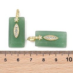 ナチュラルミックスストーンファセットペンダント  真鍮製のマイクロパヴェクリアキュービックジルコニア金具が付いた長方形のチャーム  ゴールドカラー  カドミウムフリー＆鉛フリー  ラックめっき  長持ちメッキ  染めと未染色の混合  25x13x7mm  穴：5x6mm&nbsp;GG-CBA4154-06G