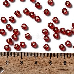 ガラスシードビーズ  銀並ぶ  丸い穴  ラウンド  ファイヤーブリック  4x3mm  穴：1.2mm  285個/ 20g&nbsp;X1-SEED-H002-C-A051