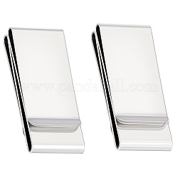 ステンレススチールマネークリップ2個  長方形  ステンレス鋼色  60x25.5x12mm&nbsp;AJEW-GF0013-12P