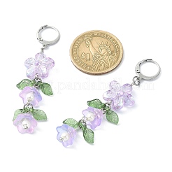 フラワー オブ ライフ ガラス & アクリル ダングル レバーバック イヤリング  タッセルピアス  ミックスカラー  70x15x11mm&nbsp;EJEW-JE05558