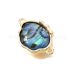 天然アワビ貝の真鍮製コネクターチャーム  シェル形状のリンク  18KGP本金メッキ  18x12x3mm  穴：1.2mm&nbsp;KK-N289-24G