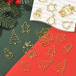 18 個 7 スタイル亜鉛合金オープンバックベゼルペンダント  UVレジンDIY用  エポキシ樹脂  プレスジュエリー  長持ちメッキ  ゴールドカラー  混合図形  31~50x19~48x2~2.5mm&nbsp;FIND-YW0009-42