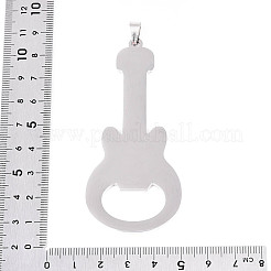 201ステンレススチールビッグペンダント  ギター  レーザー切断  ステンレス鋼色  82x37x2mm  穴：4.5x9mm&nbsp;STAS-T066-87P