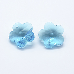 クリアガラスペンダント  多面カット  花のチャーム  ミックスカラー  13x13.5x8mm  穴：1.5mm&nbsp;GLAA-P037-03-M