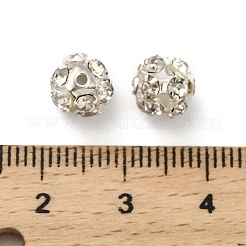 7mmの真鍮クリスタルラインストーンビーズ  ラウンド  ジュエリープロジェクト向け  銀  7x7.5mm  穴：1mm&nbsp;KK-S519-01B-S