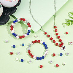 DIYブレスレット作成キット  ポリマークレイラインストーンビーズを含む  クロスccbプラスチックビーズとアクリルラウンドビーズ  フラット弾性クリスタルストリング  ミックスカラー  9.5mm  穴：1.8mm&nbsp;DIY-PH0034-49