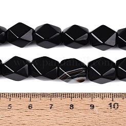 天然石黒瑪瑙ビーズ連売り  多面カット菱形  染め＆加熱  13~14x8.5~12x8.5~12mm  穴：0.9~1mm  約28個/連  15.16~15.35インチ（38.5~39cm）&nbsp;GG-N361-06A-07