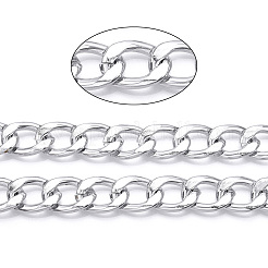 アルミカーブチェーン  ダイヤモンドカットキューバチェーン  溶接されていない  銀  21.5x15x3.5mm&nbsp;CHA-N003-28S