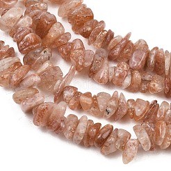 天然の金色の斑点模様が入ったサンストーンビーズの連  チップ  6~12x5.5~8x2~4.5mm  穴：0.7mm  32.28''（82センチメートル）&nbsp;G-G464-B01-01