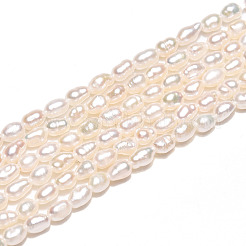 天然養殖淡水パールビーズ連売り  ライス  乳白色  3~4.5x2~2.5mm  穴：0.4mm  約103~106個/連  14.17~14.37''（36~36.5センチメートル）&nbsp;PEAR-N012-02Y