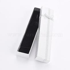 長方形の厚紙のブレスレット箱  内部のスポンジとサテンリボンbowknotsと  銀  20x4.1x2.4cm&nbsp;CBOX-L001-04C