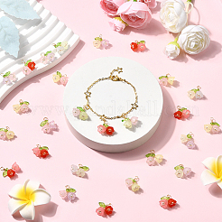 ツートンアクリルパーツ50個  花  艶消し  ABSプラスチック模造真珠と銅線付き  ミックスカラー  17x18.5x9mm  穴：4mm&nbsp;FIND-SC0019-74