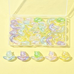 48 個 2 スタイル UV メッキ透明アクリルビーズ  蓄光ビーズ  虹色の  チューリップ＆リーフ  ミックスカラー  12~16x11.5~23.5x9~12mm  穴：2.5~2.8mm  24個/スタイル&nbsp;SACR-FS0001-36