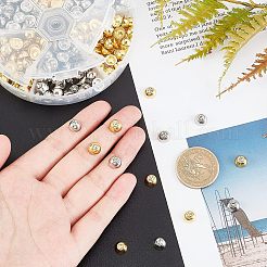 2色のccbプラスチックカボション  リベットスタッド  クリスタルラインストーン付き  半円  ミックスカラー  7.5x4.5mm  約340個/箱&nbsp;PACR-FH0001-03