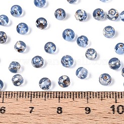 ピカソ ベーキングペイント ガラスシードビーズ  ラウンド  スチールブルー  4~4.5mm  穴：1mm  約4500個/ポンド&nbsp;SEED-N007-35G