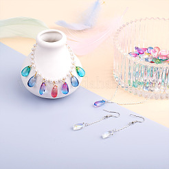 200個2スタイルの透明ガラスチャーム  染め＆加熱  ティアドロップ  ミックスカラー  100個/スタイル&nbsp;GLAA-TA0001-12