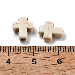 クラックオペークアクリルビーズ  模造ターコイズ  クロス  湯通しアーモンド  10x8x3.5mm  穴：1.6mm&nbsp;OACR-Z026-09