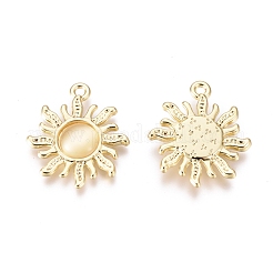 合金の猫の目のペンダント  太陽  ゴールドカラー  古いレース  21.5x18.5x3mm  穴：1.6mm&nbsp;ENAM-R053-006B