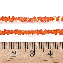 電気メッキ透明ガラスビーズ連売り  三角形  多面カット  ABカラー  レッドオレンジ  3x2x2mm  穴：0.7mm  約135個/連  9.21''（23.4センチメートル）&nbsp;EGLA-P061-04C-AB05