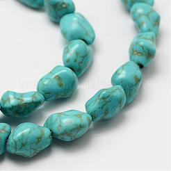 合成ハウライトビーズ連売り  染め  ナゲット  ダークシアン  12x9x8.5mm  穴：1mm  約33個/連  14.7インチ&nbsp;G-P228-35-A