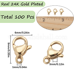304ステンレススチール製ロブスタークロウ留め金100個  オウムトリガークラスプ  24KGP本金メッキ  9x6x3mm  穴：1mm&nbsp;STAS-SC0007-15