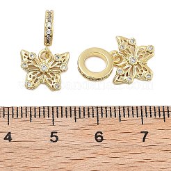 ラックメッキ真鍮クリアキュービックジルコニアヨーロピアンダングルチャーム  昆虫の大きな穴のペンダント  18KGP本金メッキ  長持ちメッキ  カドミウムフリー＆鉛フリー  蝶  18mm  穴：5mm&nbsp;KK-Q006-59G-01