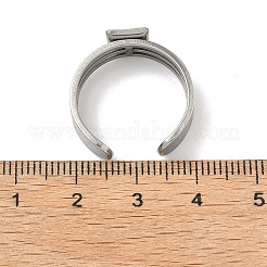 304ステンレススチール製カフリング金具  スクエアパッドリングベースセッティング金具  ステンレス鋼色  7x7mm  18mm  トレイのサイズ：6x6mm&nbsp;STAS-B126-12A-P