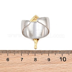 304ステンレススチールカフオープンリング  葉  イオンプレーティング（ip）  ゴールデン·ステンレス鋼色  usサイズ7 1/4(17.5mm)&nbsp;SA-CBV3037-03GP-01