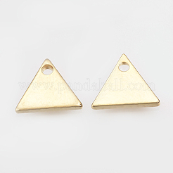 真鍮製チャーム  三角形  ニッケルフリー  18KGP本金メッキ  7.5x8.5x1mm  穴：1mm&nbsp;KK-R058-176G