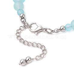 女性用つや消し透明ガラスビーズブレスレット  ラウンド  ディープスカイブルー  8-1/8インチ（20.5cm）&nbsp;BJEW-JB12136-02