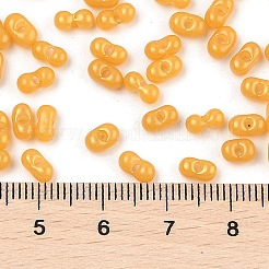 焼付塗装ガラスシードビーズ  ピーナッツ  ゴールデンロッド  6x3.5x3mm  穴：1mm  約4500個/ポンド&nbsp;SEED-L011-09A-22