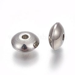 変色しにくい304ステンレススチールスペーサービーズ  ロンデル  ステンレス鋼色  8x4mm  穴：2mm&nbsp;STAS-E132-04P
