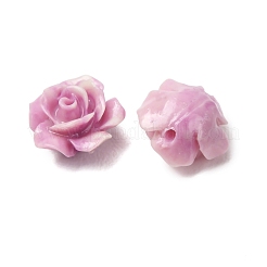 合成サンゴ染め彫刻ビーズ  花バラ  プラム  10x10x6mm  穴：1mm&nbsp;SH-CBAE713-03B