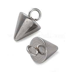 変色しない201ステンレススチールチャーム  コーンチャーム  ステンレス鋼色  9x6mm  穴：1.8mm&nbsp;STAS-M323-30P-1