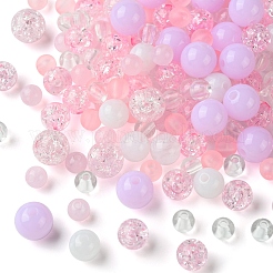 DIY 丸型アクリルビーズブレスレット作成キット  パールピンク  6~10x0.8~10mm  穴：1~2mm&nbsp;DIY-FS0007-02B