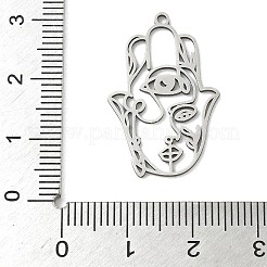 ステンレスペンダント201個  レーザー切断  ハムサの手のチャーム  ステンレス鋼色  27.5x17.5x0.8mm  穴：1.5mm&nbsp;STAS-G366-09P