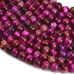 グレードAB天然タイガーアイビーズ連売り  染め  ラウンド  濃いピンク  8.5mm  穴：1.2mm  約46~48個/連  14.76''（37.5センチメートル）&nbsp;X-G-F591-18-8mm-05