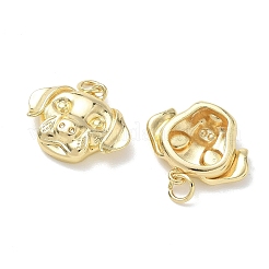 真鍮チャーム  動物シリーズ  犬のチャーム  18KGP本金メッキ  16x19x5mm  穴：3.5mm&nbsp;KK-T085-20B-G
