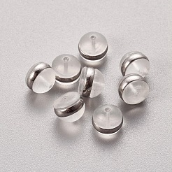 シリコン製ピアスキャッチ  ピアスバックキャッチ  ステンレス製  ステンレス鋼色  5.5x4mm  穴：0.5mm&nbsp;STAS-WH0014-36P