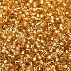 ガラスシードビーズ  銀並ぶ  シリンダー  ゴールド  2x1.5mm  穴：1.4mm  約50398個/ポンド&nbsp;SEED-S042-04B-12