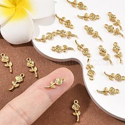 シーグレース真鍮ローズチャーム  カドミウムフリー＆ニッケルフリー＆鉛フリー  18KGP本金メッキ  14x5x2mm  穴：1.2mm&nbsp;XGR0164G-105G