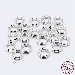 スターリングシルバーのスプリット丸カン 925 個  ダブルループ丸カン  丸い輪  銀  7x1mm  内径：5.5mm&nbsp;STER-F036-01S-0.6x7m