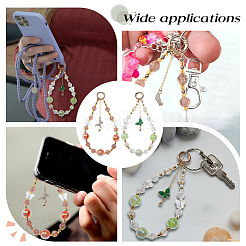 2個2色のガラスとアクリルと合金のエナメルペンダント装飾  蝶  鉄チェーンと合金スプリングゲートリング付き  ミックスカラー  162mm  1pc /カラー&nbsp;HJEW-DR00245