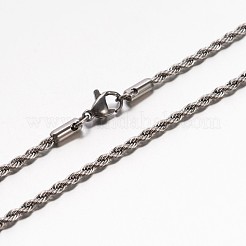 304ステンレススチールロープチェーンネックレス  カニカン付き  ミックスカラー  19.7インチ（50cm）  2.3mm&nbsp;NJEW-E026-09