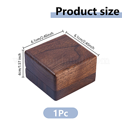 木製カフスボタンギフト収納マグネットボックス  正方形  ココナッツブラウン  6.1x6.1x4cm&nbsp;CON-WH0089-217B