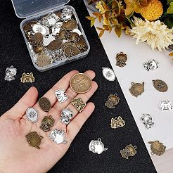 80個8スタイルのチベットスタイルの合金ペンダントエナメルセッティング  カドミウムフリー＆鉛フリー  混合図形  ミックスカラー  13.5~22x14~22.5x1.5~4mm  穴：1.2~2mm  10個/スタイル&nbsp;TIBEP-CA0001-11